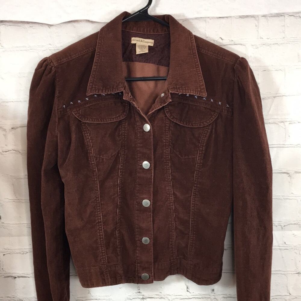 At Last & Company Girl's Lightweight Brown Corduroy Jacket Size Large Cotton